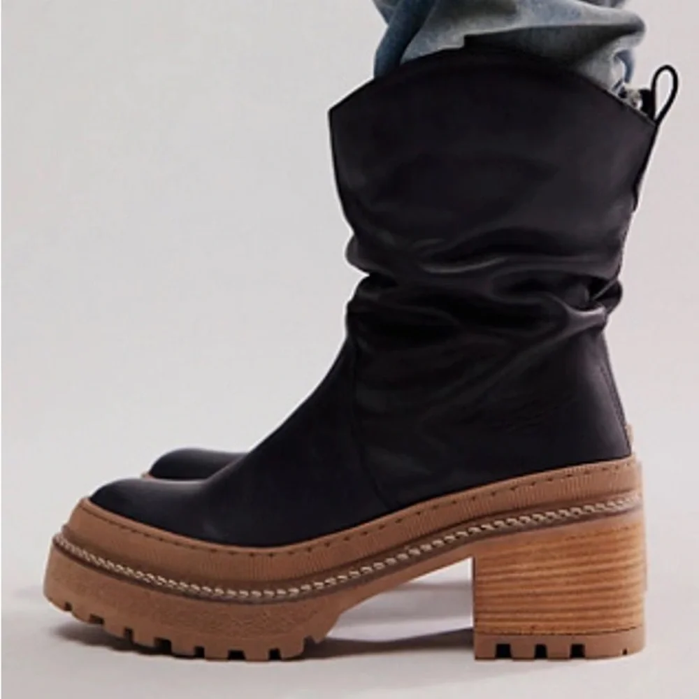 FREE PEOPLE NEW Mel Slouch Boots in Black
